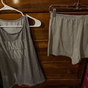 Rae Dunn Charcoal and White Women's Pajama Set